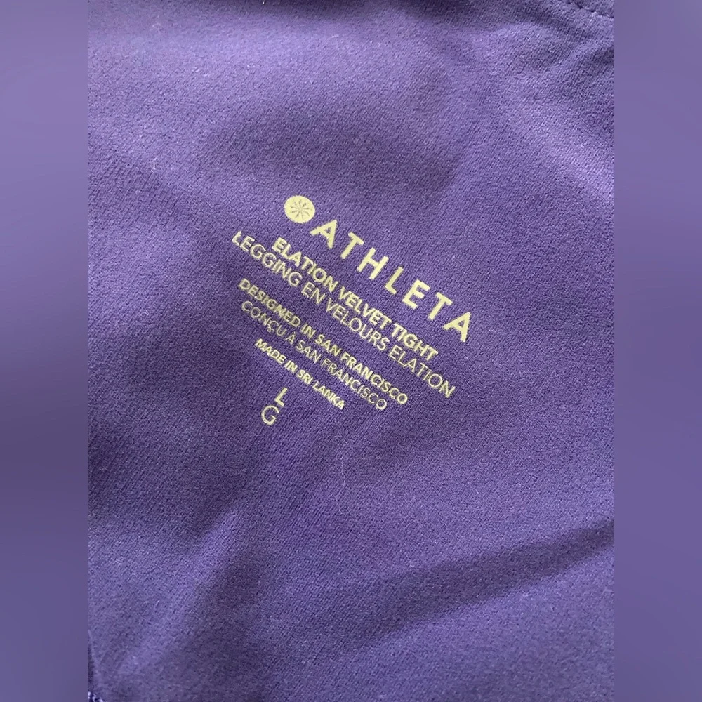 Athleta Elation Velvet Tight Leggings Periwinkle Purple Blue L Large